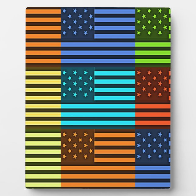 Rainbow-Inspired American Motif Flag Design Plaque (Front)