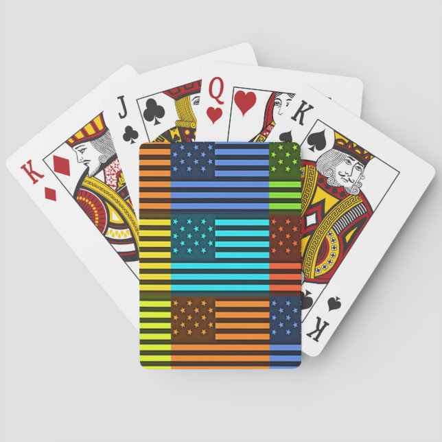 Rainbow-Inspired American Motif Flag Design Playing Cards (Back)