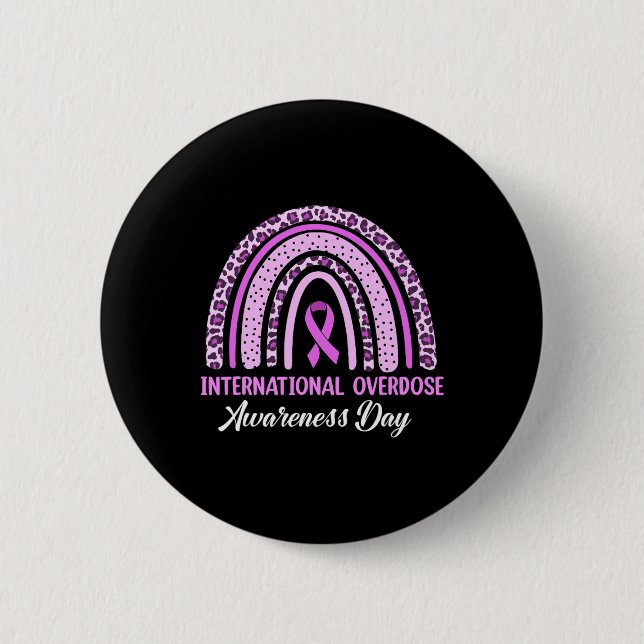 Rainbow International Overdose Awareness Day Purpl 2 Inch Round Button (Front)