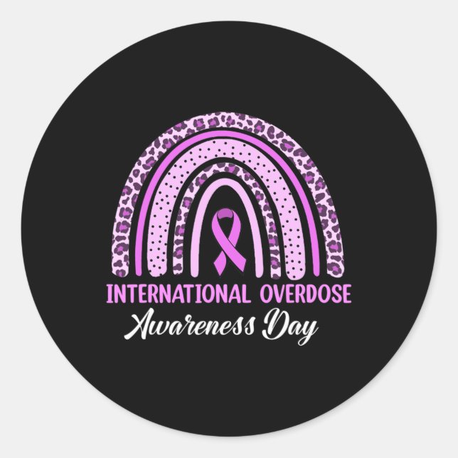 Rainbow International Overdose Awareness Day Purpl Classic Round Sticker (Front)