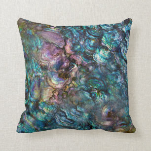 Rainbow Iridescent Abalone Sea Shell Throw Pillow