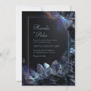 Rainbow Iridescent Crystal Cosmic Nebula Frame Invitation