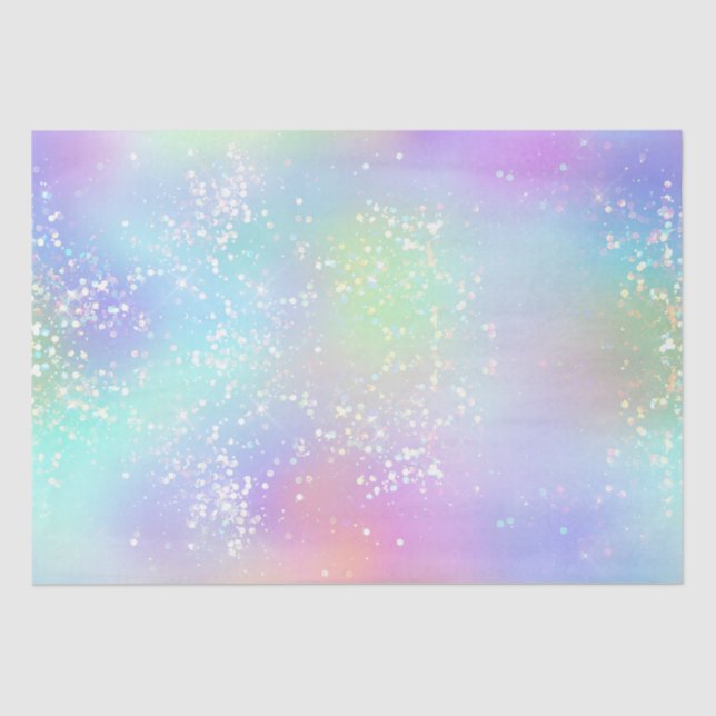 Rainbow Iridescent Foil and Holographic Glitter Tissue Paper (Front)