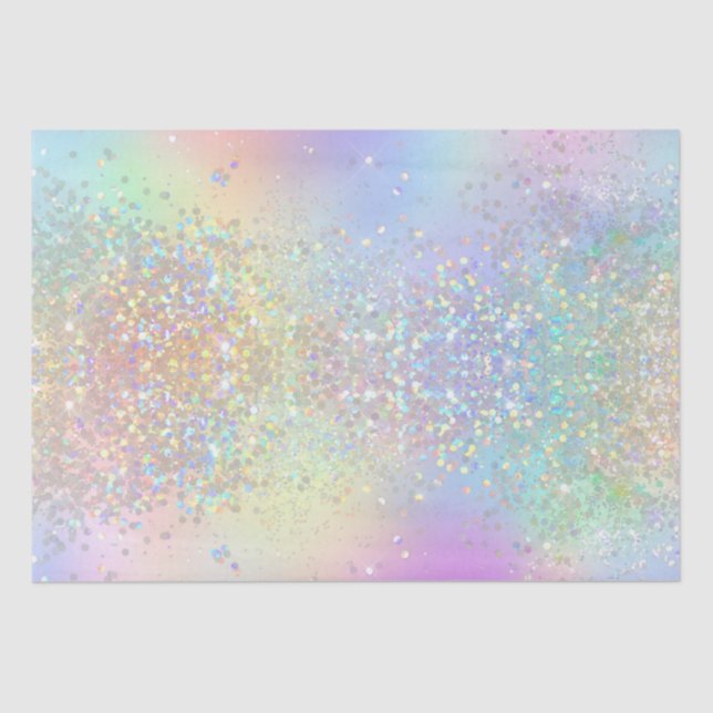 Rainbow Iridescent Foil and Holographic Glitter  Tissue Paper (Front)