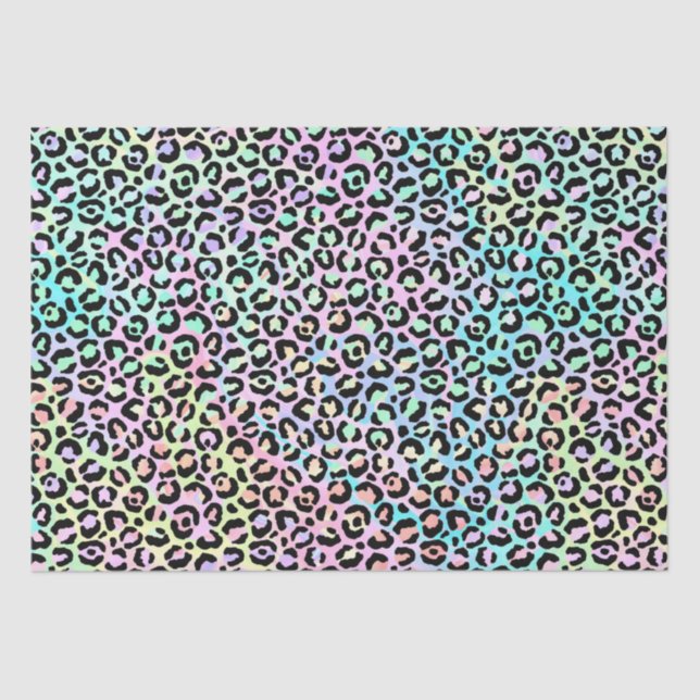 Rainbow Iridescent Gradient and Leopard Spots  Tissue Paper (Front)