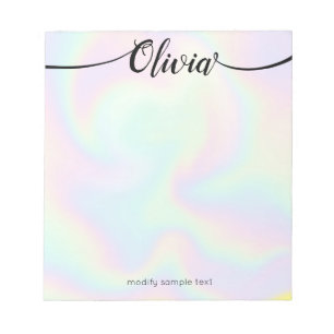 Rainbow Iridescent Handwritten Script Calligraphy Notepad