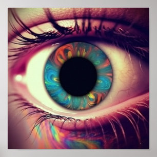 Rainbow Iris in a Luminous Eye Poster