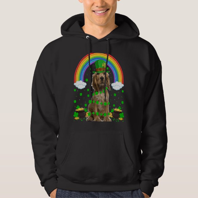 Rainbow Irish English Cocker Spaniel Dog St Patric Hoodie (Front)