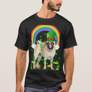 Rainbow Irish Shamrock Pug Dog St Patrick's Day T-Shirt