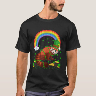 Rainbow Irish Shamrock Red Panda St Patrick'S Day T-Shirt