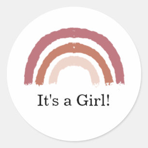 Rainbow it's a girl baby shower classic round sticker