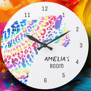 Rainbow Jaguar Personalized Clock