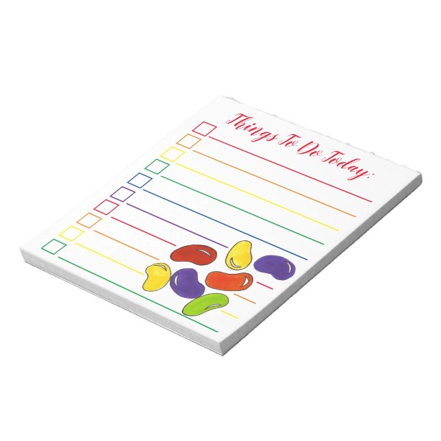 Rainbow Jelly Bean Candy Personalized To Do List Notepad (Rotated)