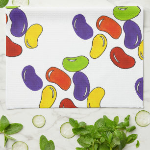 Rainbow Jelly Bean Easter Basket Candy Treats Kitchen Towel