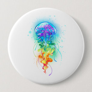 Rainbow jellyfish 4 inch round button