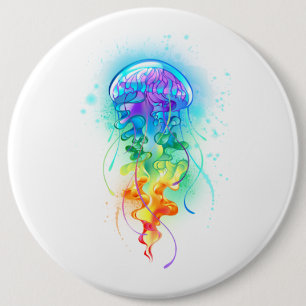 Rainbow jellyfish 6 inch round button