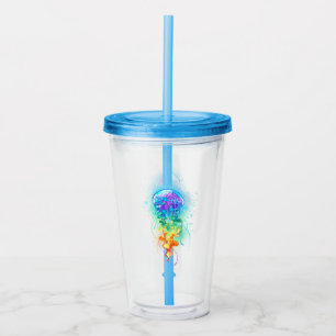 Rainbow jellyfish acrylic tumbler
