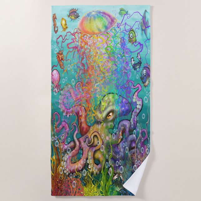 Rainbow Jellyfish Beach Towel (Front)