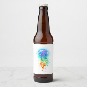 Rainbow jellyfish beer bottle label