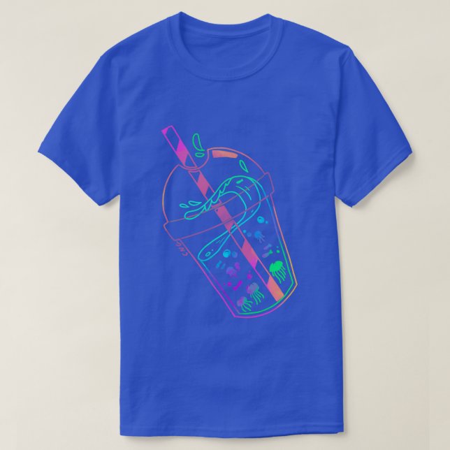 Rainbow Jellyfish Boba T-Shirt (Design Front)
