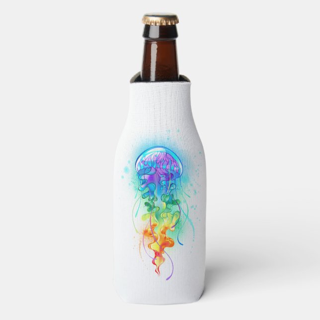 Rainbow jellyfish bottle cooler (Bottle Front)