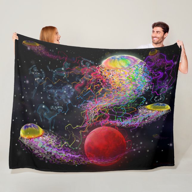 Rainbow Jellyfish Fleece Blanket (In Situ)