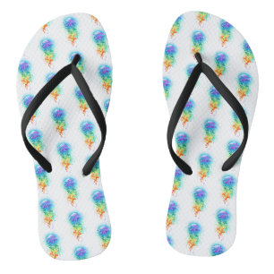 Rainbow jellyfish flip flops