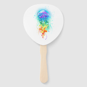 Rainbow jellyfish hand fan