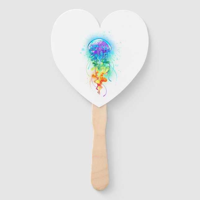 Rainbow jellyfish hand fan (Front)