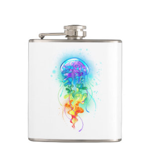 Rainbow jellyfish hip flask
