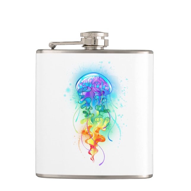 Rainbow jellyfish hip flask (Front)