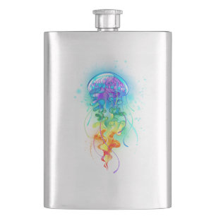 Rainbow jellyfish hip flask