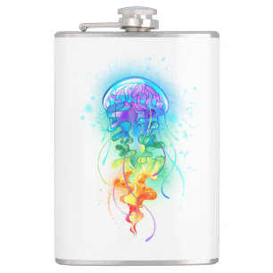 Rainbow jellyfish hip flask