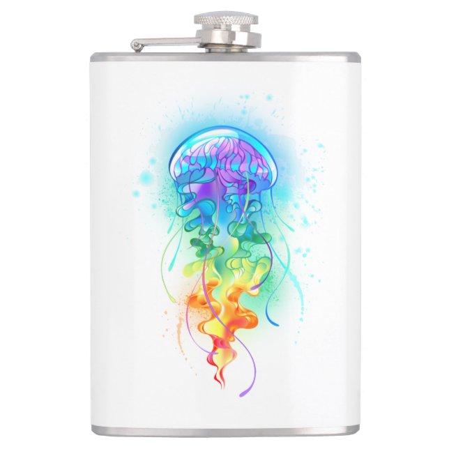 Rainbow jellyfish hip flask (Front)