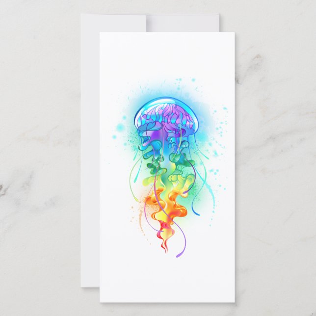 Rainbow jellyfish holiday card (Front)