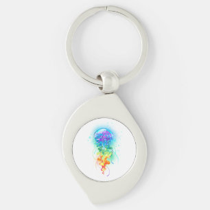 Rainbow jellyfish keychain