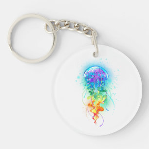 Rainbow jellyfish keychain