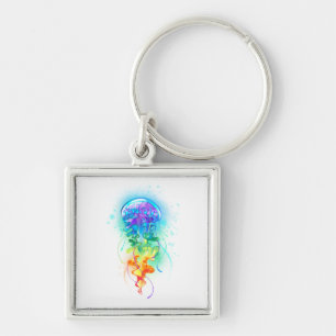 Rainbow jellyfish keychain