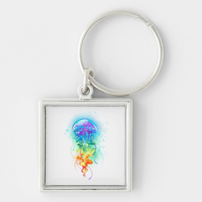 Rainbow jellyfish keychain (Front)