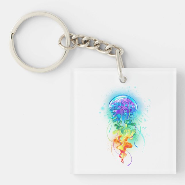 Rainbow jellyfish keychain (Front)