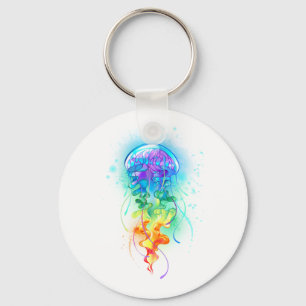 Rainbow jellyfish keychain