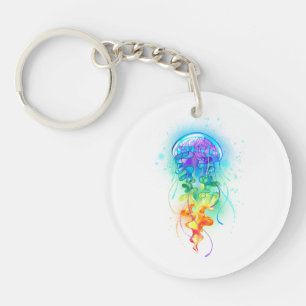 Rainbow jellyfish keychain