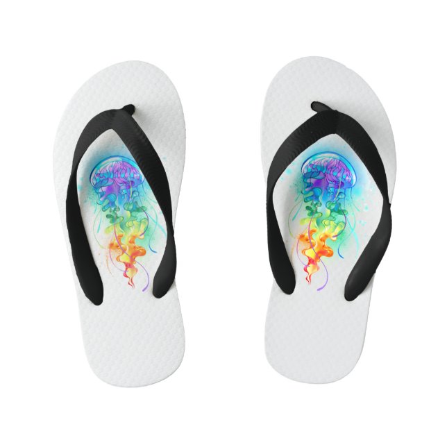 Rainbow jellyfish kid's flip flops (Footbed)