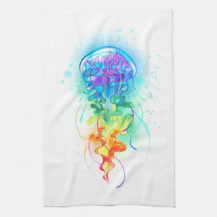 Rainbow jellyfish kitchen towel