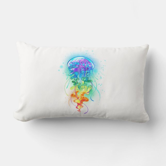 Rainbow jellyfish lumbar pillow (Front)