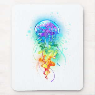 Rainbow jellyfish mouse pad