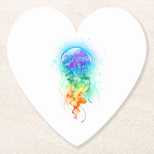 Rainbow jellyfish paper coaster