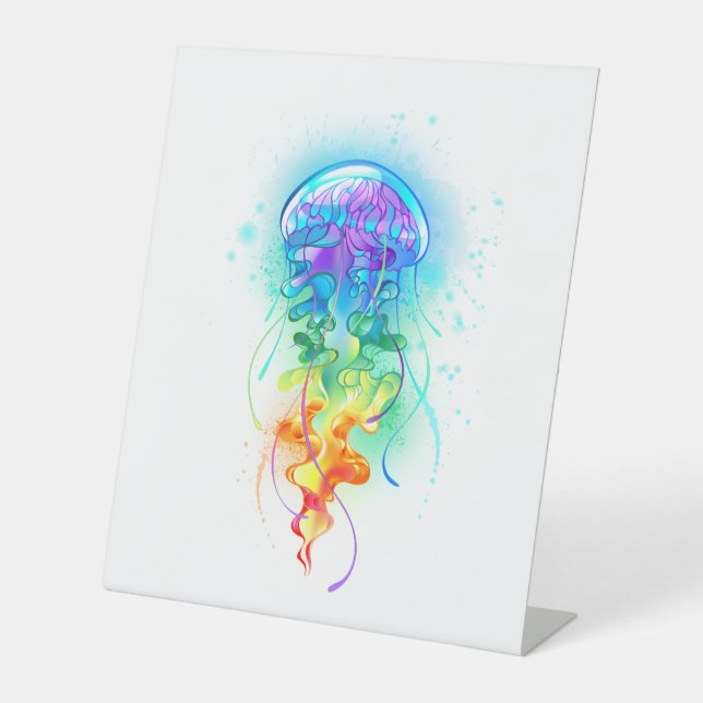Rainbow jellyfish pedestal sign (Front)