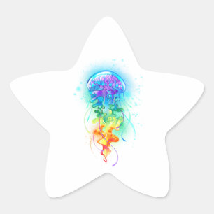 Rainbow jellyfish star sticker