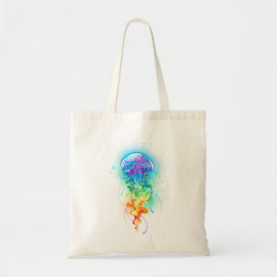 Rainbow jellyfish tote bag